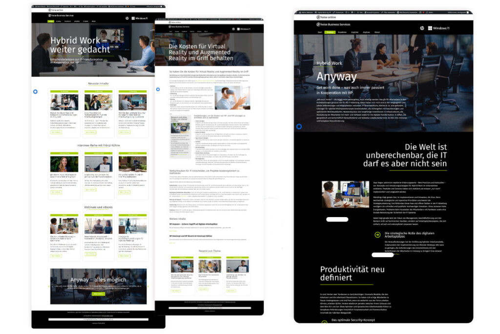 Screenshots Content Hub Hybrid Work