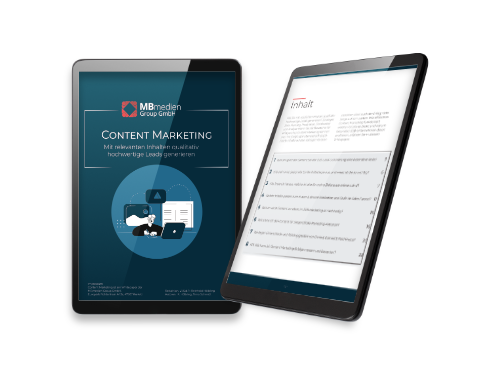 Whitepaper Content Marketing, das auf einem Tablet angezeigt wird