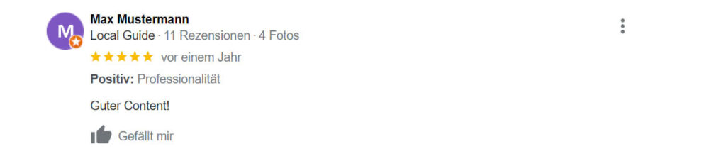 Kundenbewertung mit 5 Sternen