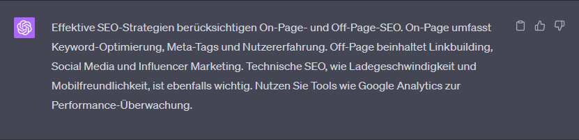 ChatGPT-Antwort mit Fachjargon