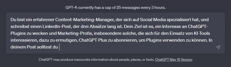 ChatGPT: Prompteingabe