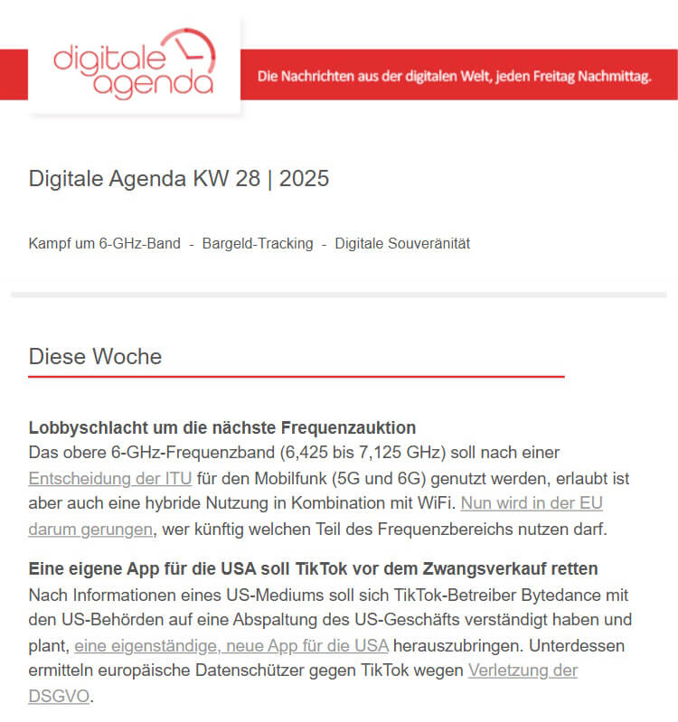 Screenshot Digitale Agenda