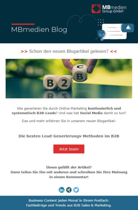 Screenshot MBmedien Blog-Newsletter